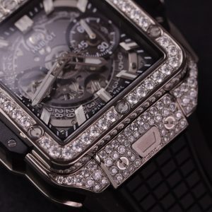 Hublot Square Bang Unico Titanium Custom Full Moissanite Diamonds Replica Watches 42mm (1)