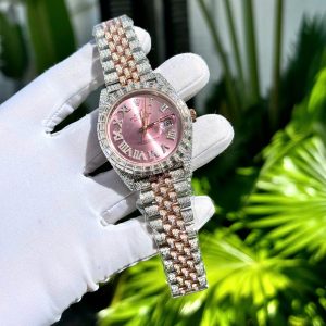 Rolex Iced Out Custom Full Moissanite Diamonds DateJust Best Replica (3)