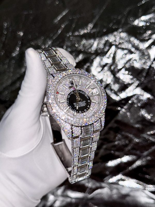 Rolex Sky Dweller Custom Full Moissanite Diamonds Hong Kong 42mm (3)