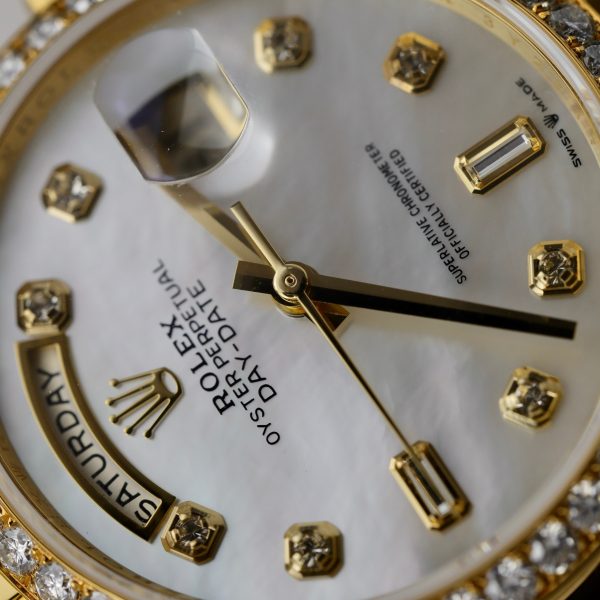 Rolex Day-Date 128238 MOP Dial Gold Wrapped Customs Moissanite Diamonds 36mm (1)