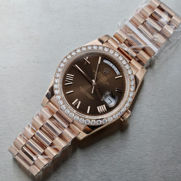 Rolex Day-Date 18K Gold Wrapped Bezel Moissanite Diamonds GM V3 40mm (13)