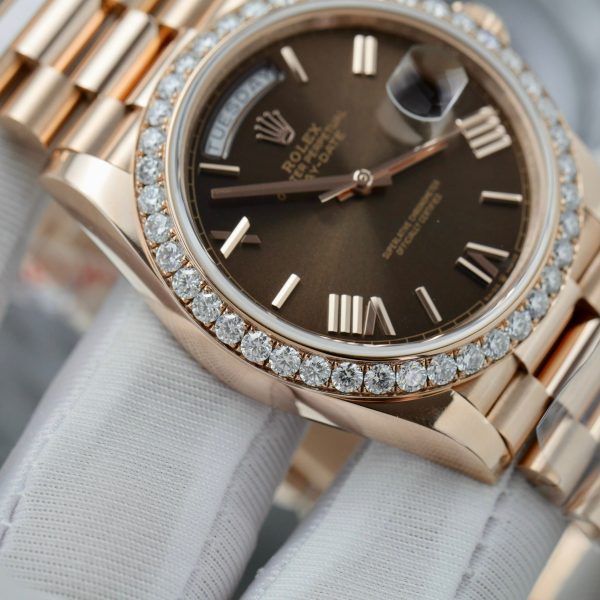 Rolex Day-Date 18K Gold Wrapped Bezel Moissanite Diamonds GM V3 40mm (13)