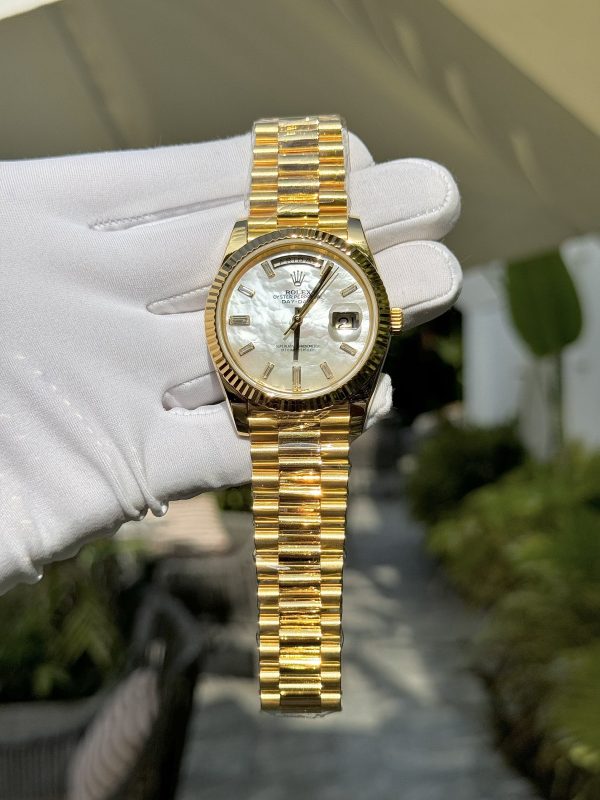 Rolex Day-Date Gold Wrapped Customs Mother Of Pearl Dial & Moissanite GM V3 40mm (6)