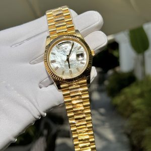 Rolex Day-Date Gold Wrapped Customs Mother Of Pearl Dial & Moissanite GM V3 40mm (6)