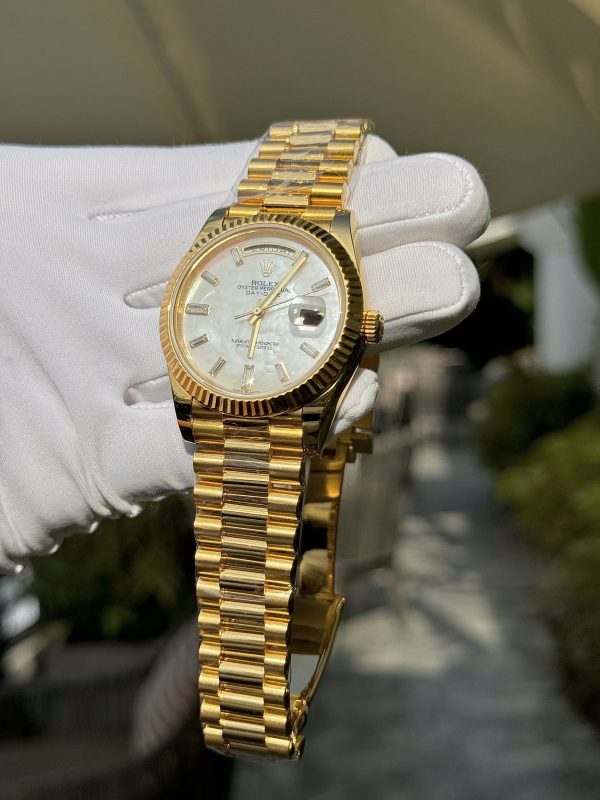 Rolex Day-Date Gold Wrapped Customs Mother Of Pearl Dial & Moissanite GM V3 40mm (6)