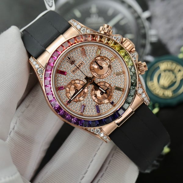 Rolex Daytona Rainbow 116595RBOW Gold Wrapped Customs Moissanite Ruby Sapphire 40mm (4)