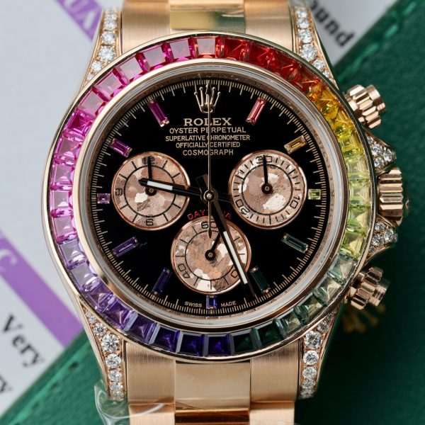 Rolex Daytona Rainbow 116595RBOW Real Gold 18K & Natural Diamonds Gemstone 40mm (12)