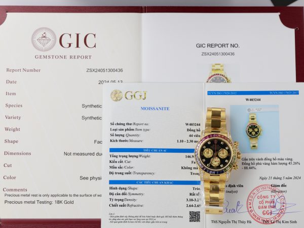 Rolex Daytona Rainbow Gold Wrapped Customs Sapphire Ruby Moissanite 40mm (1)