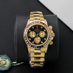 Rolex Daytona Rainbow Gold Wrapped Customs Sapphire Ruby Moissanite 40mm (1)