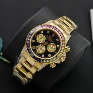 Rolex Daytona Rainbow Gold Wrapped Customs Sapphire Ruby Moissanite 40mm (1)