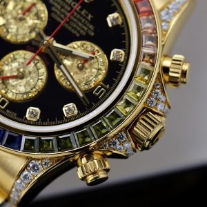 Rolex Daytona Rainbow Gold Wrapped Customs Sapphire Ruby Moissanite 40mm (1)