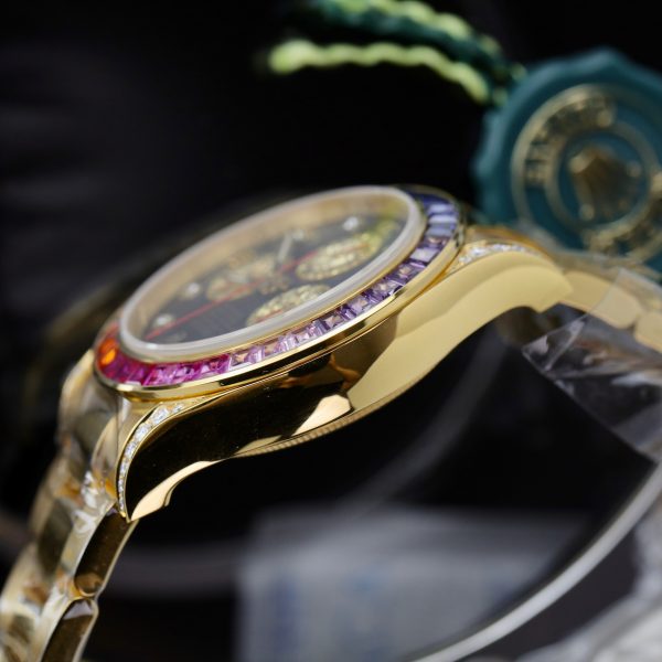 Rolex Daytona Rainbow Gold Wrapped Customs Sapphire Ruby Moissanite 40mm (1)