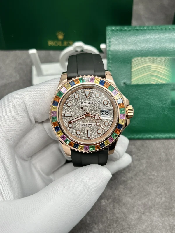 Rolex Yacht Master 116695SATS Real Gold 18K Customs Diamonds & Gemstones 40mm (3)