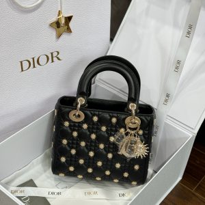 Dior Lady Beaded With Sun Motifs Womens Replica Bags 20cm (2)