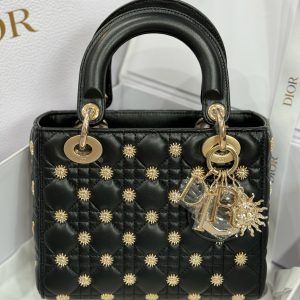 Dior Lady Beaded With Sun Motifs Womens Replica Bags 20cm (2)