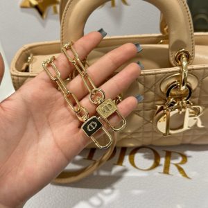 Dior Lady D-Joy Replica Bags Womens Beige Lock Gold 22cm (2)