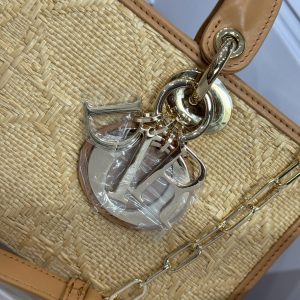 Dior Lady D-Joy Replica Handbags Womens Rattan Material 22cm (2)