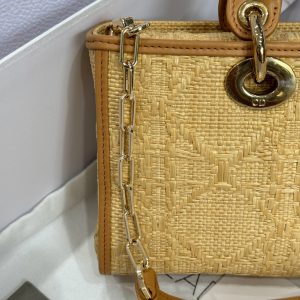 Dior Lady D-Joy Replica Handbags Womens Rattan Material 22cm (2)