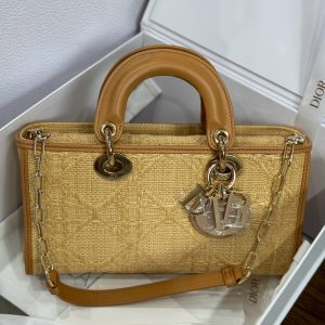 Dior Lady D-Joy Replica Handbags Womens Rattan Material 22cm (2)