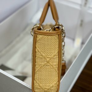 Dior Lady D-Joy Replica Handbags Womens Rattan Material 22cm (2)