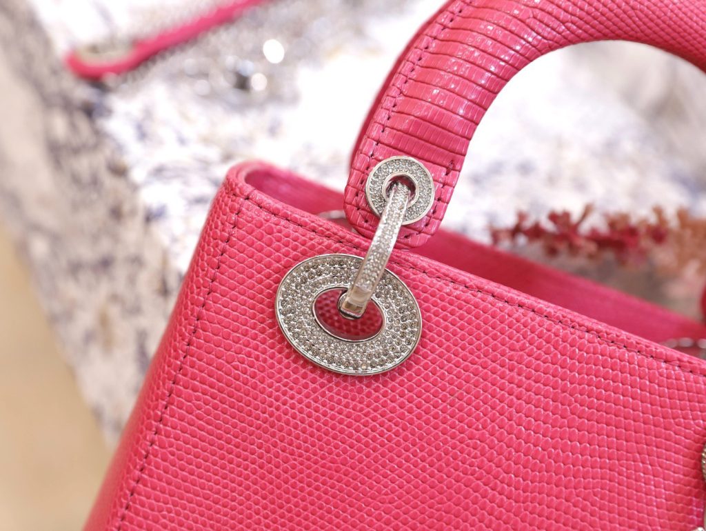 Dior Lady Lizard Best Replica Bags Women Pink 17cm (2)