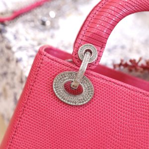 Dior Lady Lizard Best Replica Bags Women Pink 17cm (2)