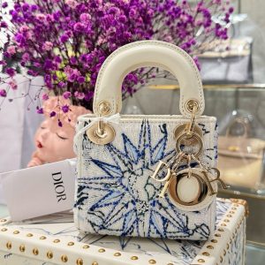 Dior Lady Womens Best Replica Bags Beaded Pattern 12x10 (2)