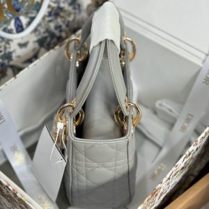 Dior Lady Womens Gray Best Replica Bags Gold Lock 17cm (2)