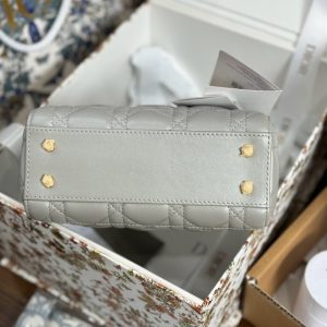 Dior Lady Womens Gray Best Replica Bags Gold Lock 17cm (2)