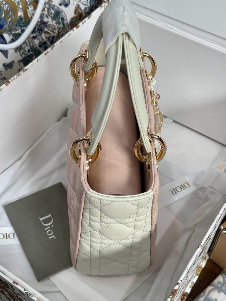 Dior Lady Womens Light Pink Best Replica Bags 20cm (2)