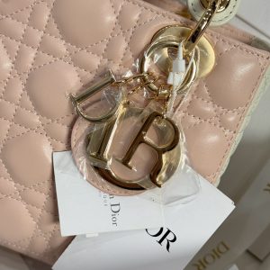 Dior Lady Womens Light Pink Best Replica Bags 20cm (2)