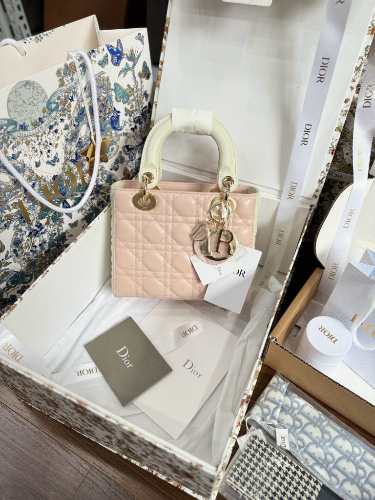 Dior Lady Womens Light Pink Best Replica Bags 20cm (2)