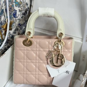 Dior Lady Womens Light Pink Best Replica Bags 20cm (2)