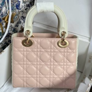 Dior Lady Womens Light Pink Best Replica Bags 20cm (2)