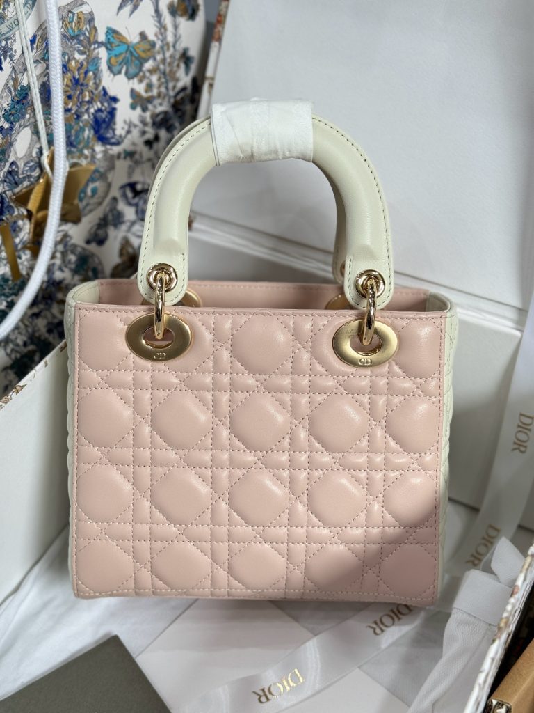 Dior Lady Womens Light Pink Best Replica Bags 20cm (2)