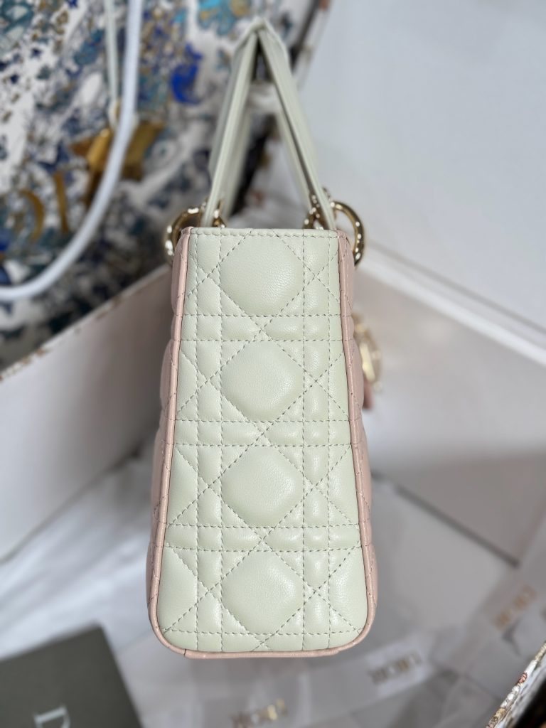 Dior Lady Womens Light Pink Best Replica Bags 20cm (2)