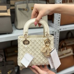 Dior Lady Womens White Replica Bags Pearls Embellishment 17cm (2)