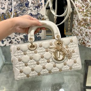 Dior Micro Lady D-Joy Womens White Sun Pattern Replica Bags 26x13 (2)