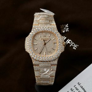 Patek Philippe Nautilus 5719 18K Gold Wrapped Customs Full Moissanite Diamonds 40mm (13)