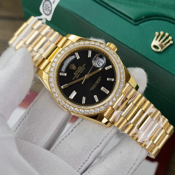 Rolex Day-Date 18K Gold Wrapped Customs Bezel Moissanite GM V3 40mm (1)