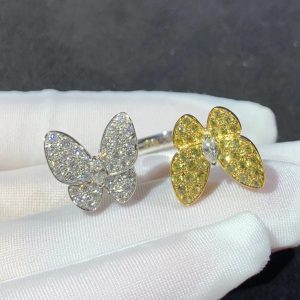 Van Cleef & Arpels Butterfly Ring Womens Custom Natural Diamond 18K Gold (2)