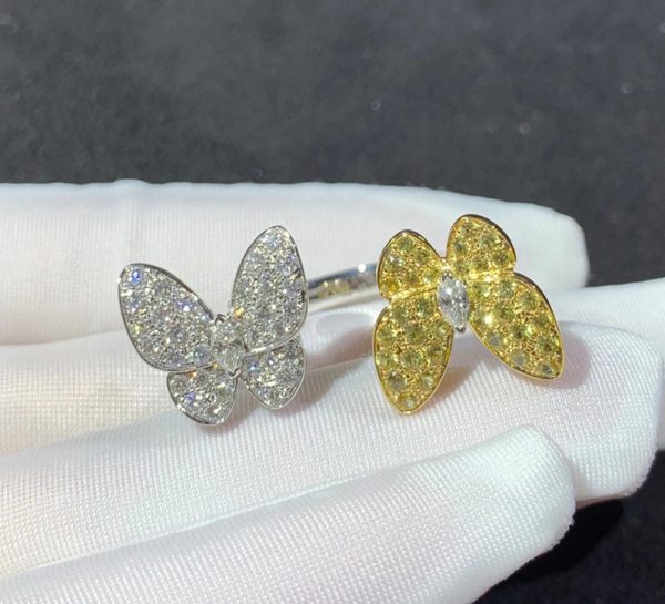 Van Cleef & Arpels Butterfly Ring Womens Custom Natural Diamond 18K Gold (2)