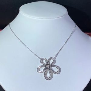 Van Cleef & Arpels Flowerlace Womens Necklace Custom Natural Diamond 18K White Gold (2)