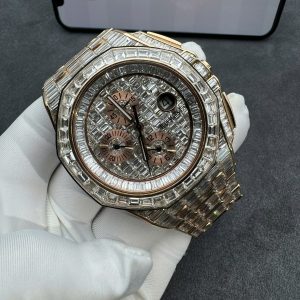 Audemars Piguet Solid Gold 18K Customs Full Diamonds Baguette Iced Out 41mm (2)