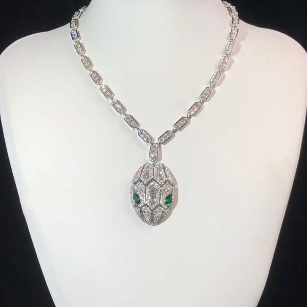 BVLGari Serpenti Necklace Gemstone Diamond 18K White Gold Custom (2)