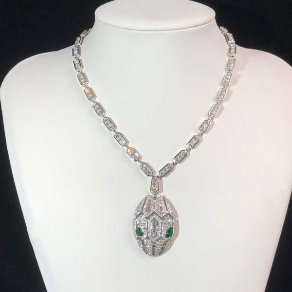 BVLGari Serpenti Necklace Gemstone Diamond 18K White Gold Custom (2)