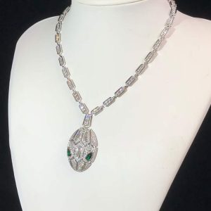 BVLGari Serpenti Necklace Gemstone Diamond 18K White Gold Custom (2)