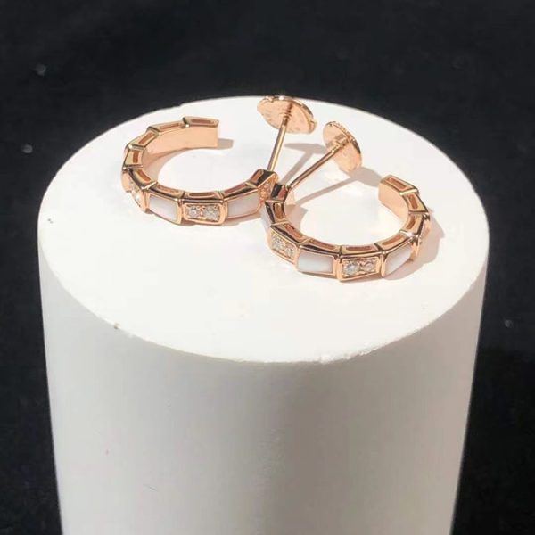 BVLGari Serpenti Vipper Earring Gemstone Diamond 18K Rose Gold Custom (2)