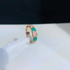 Bvlgari Serpenti Vipper Womens Rings Gemstone Diamond 18K Rose Gold Custom (2)