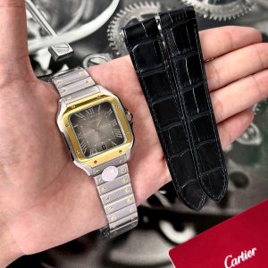 Cartier Santos CRW2SA0030 Gray Dial Demi Gold Best Replica BV Factory (1)